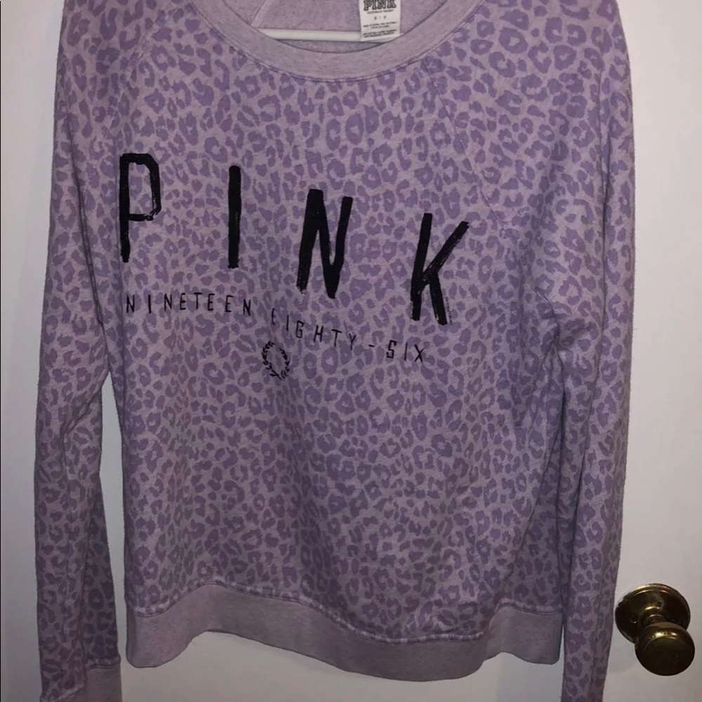 PINK LEOPARD PURPLE SWEATSHIRT